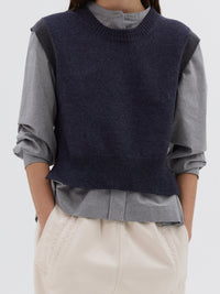 Pull sans manches en laine - Blue