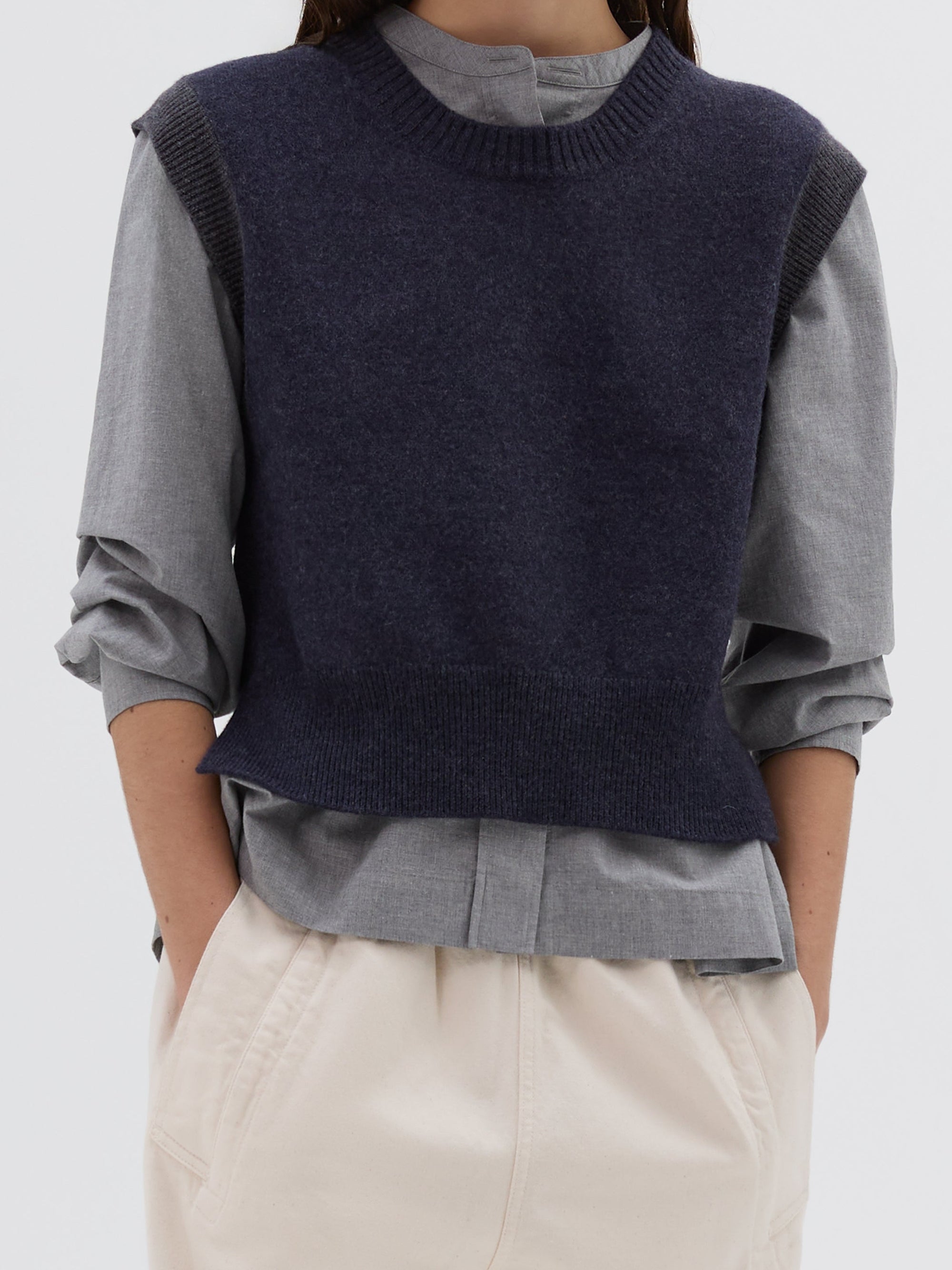 Pull sans manches en laine - Blue