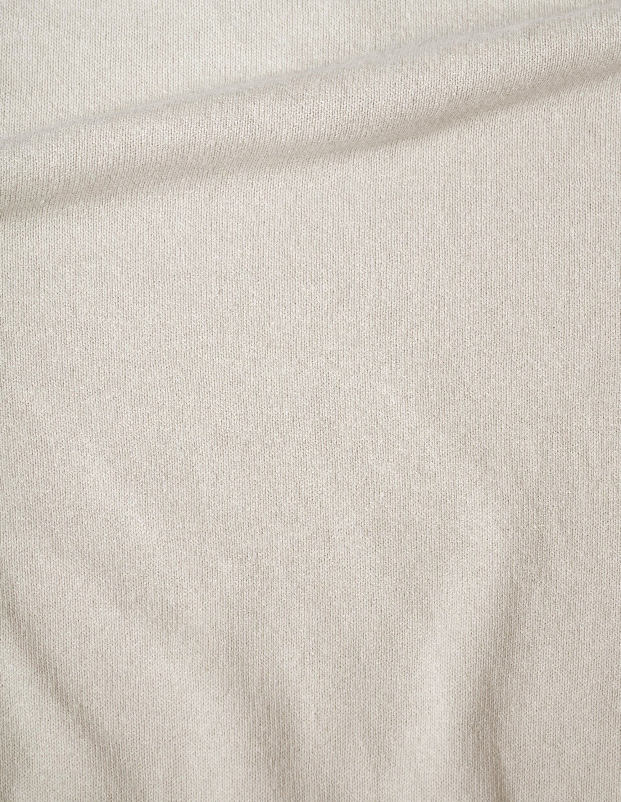 T-shirt col V à liserés contrastés - Beige & White