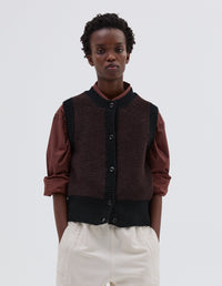 Gilet à finitions contrastées - Black & Beige & Brown