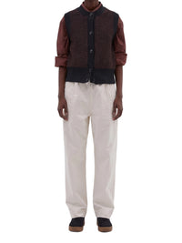 Gilet à finitions contrastées en laine - Black & Brown