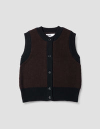 Gilet à finitions contrastées - Black & Beige & Brown