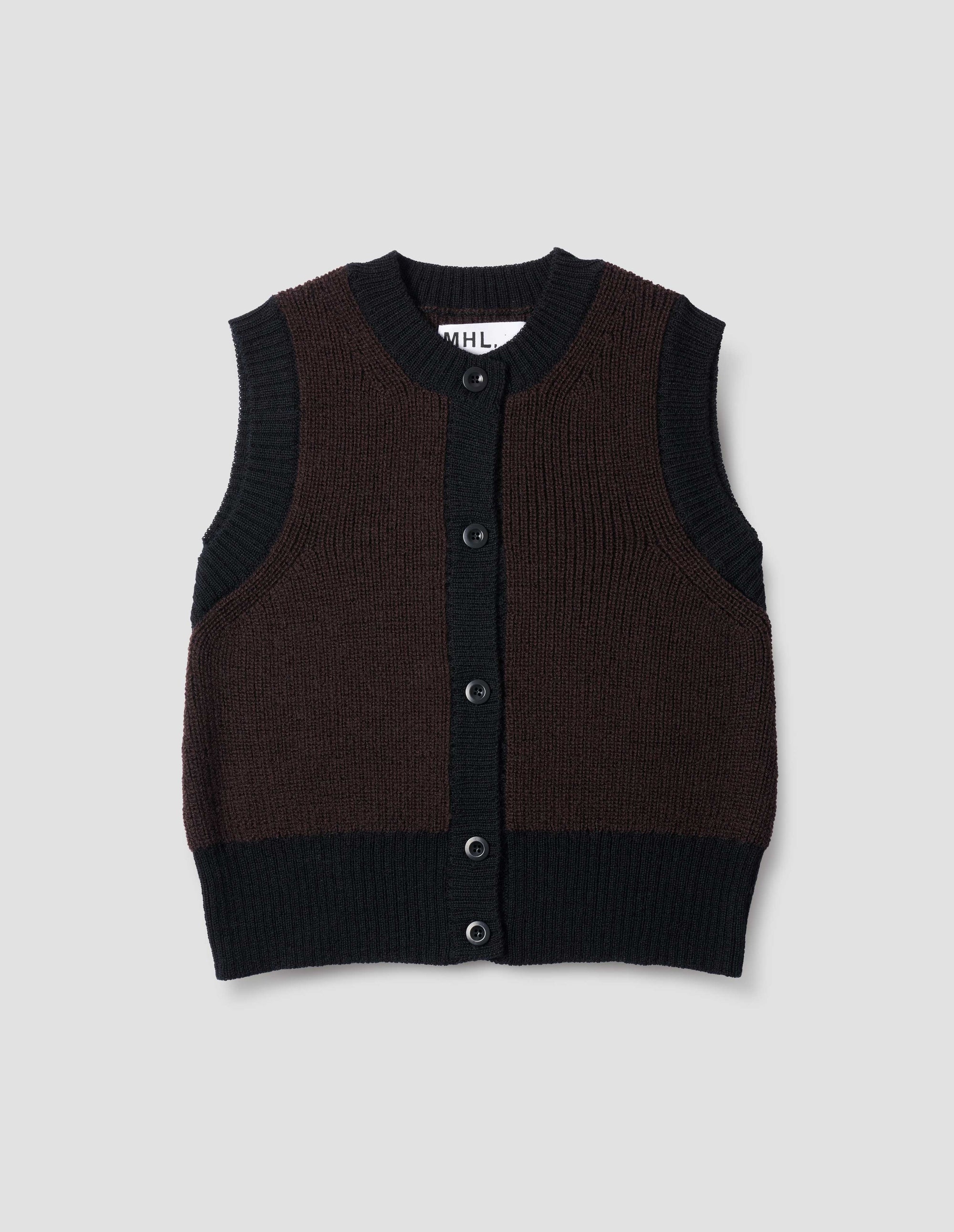 Gilet à finitions contrastées - Black & Beige & Brown