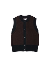 Gilet à finitions contrastées en laine - Black & Brown