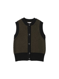 Gilet à finitions contrastées en laine - Black & Green
