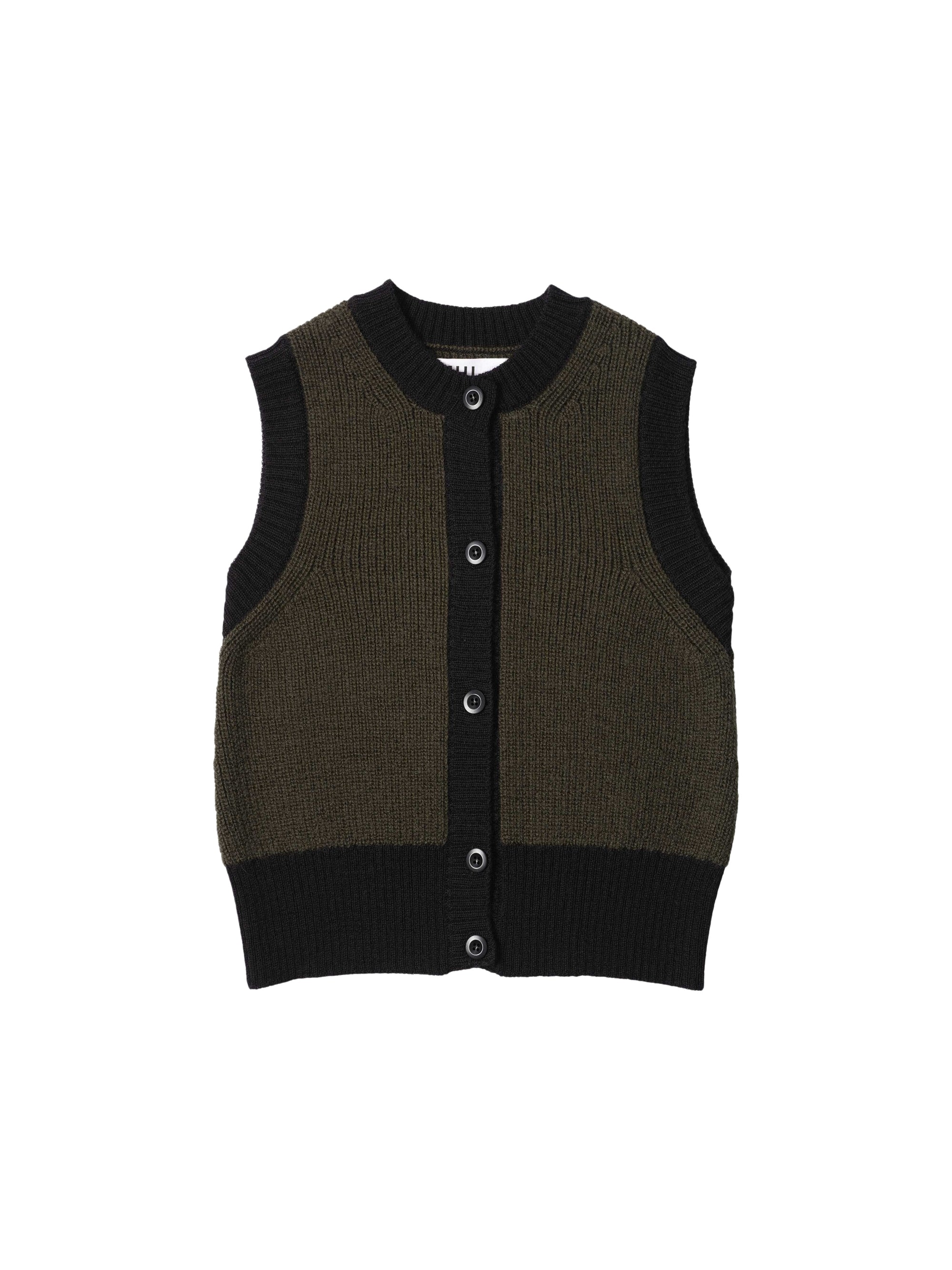 Gilet à finitions contrastées en laine - Black & Green