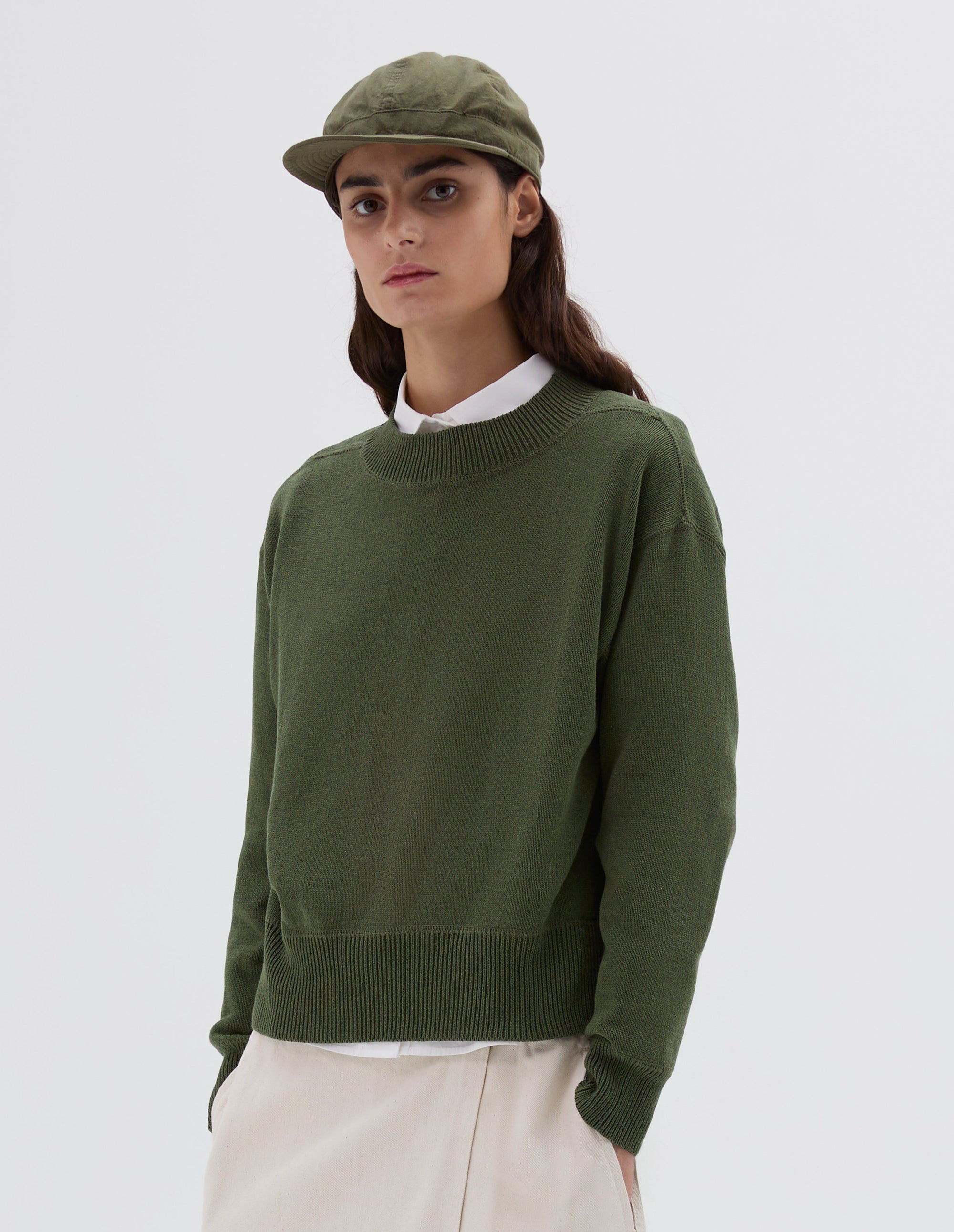 Pull Guernesey à coutures plates - Green