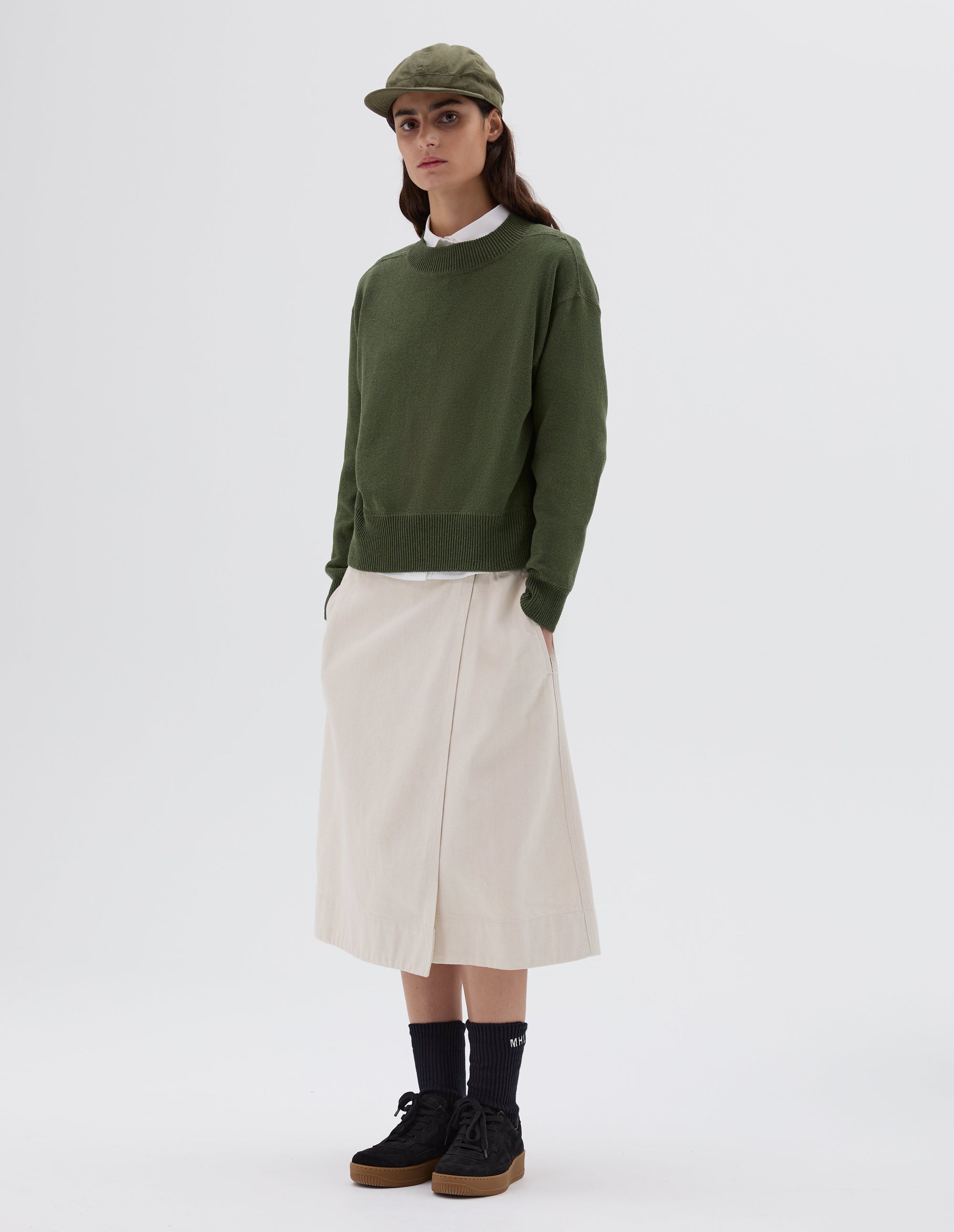 Pull Guernesey à coutures plates - Green