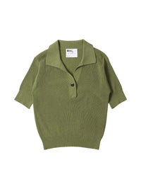 Polo côtelé à un bouton - Green