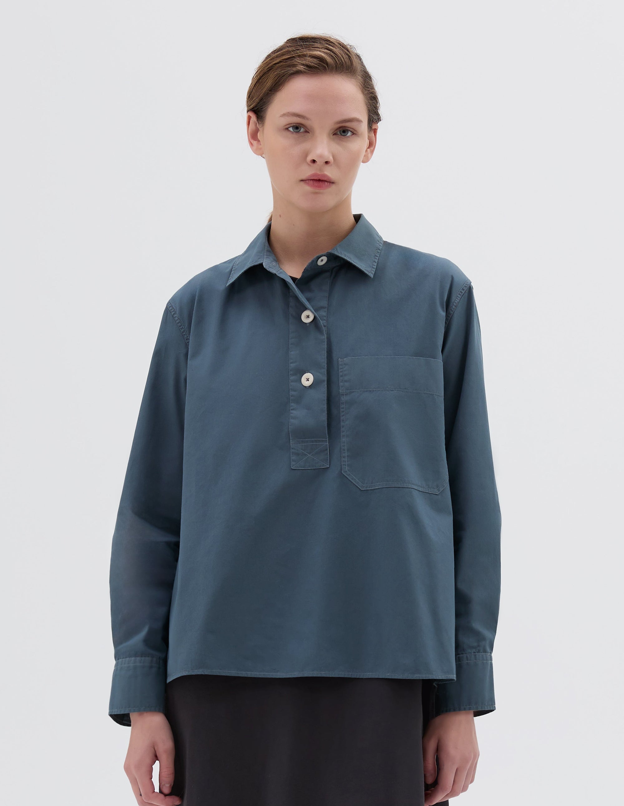 Chemise évasée à grande poche - Blue
