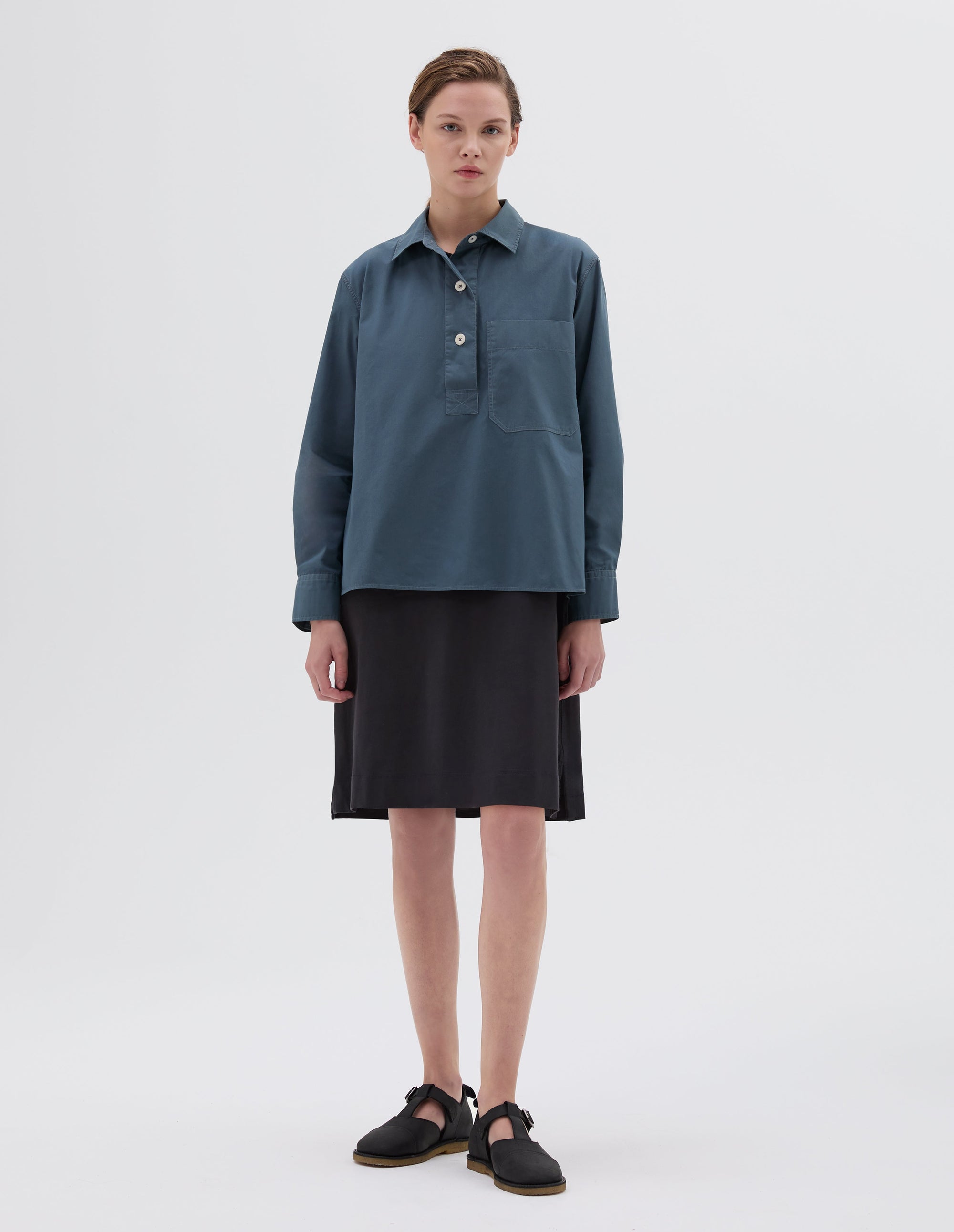 Chemise évasée à grande poche - Blue