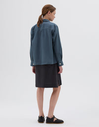 Chemise évasée à grande poche - Blue