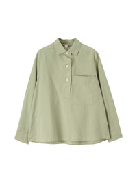 Chemise évasée à grande poche en lin mélangé - Green