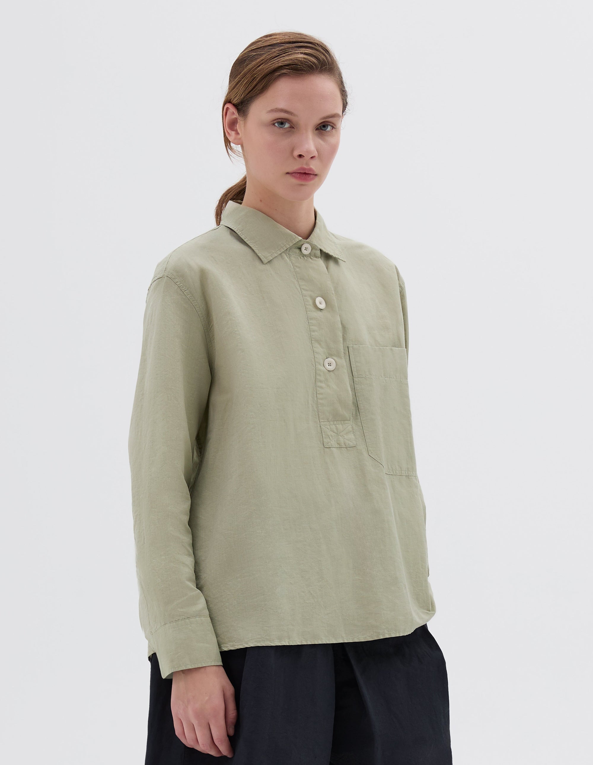 Chemise évasée à grande poche - Green