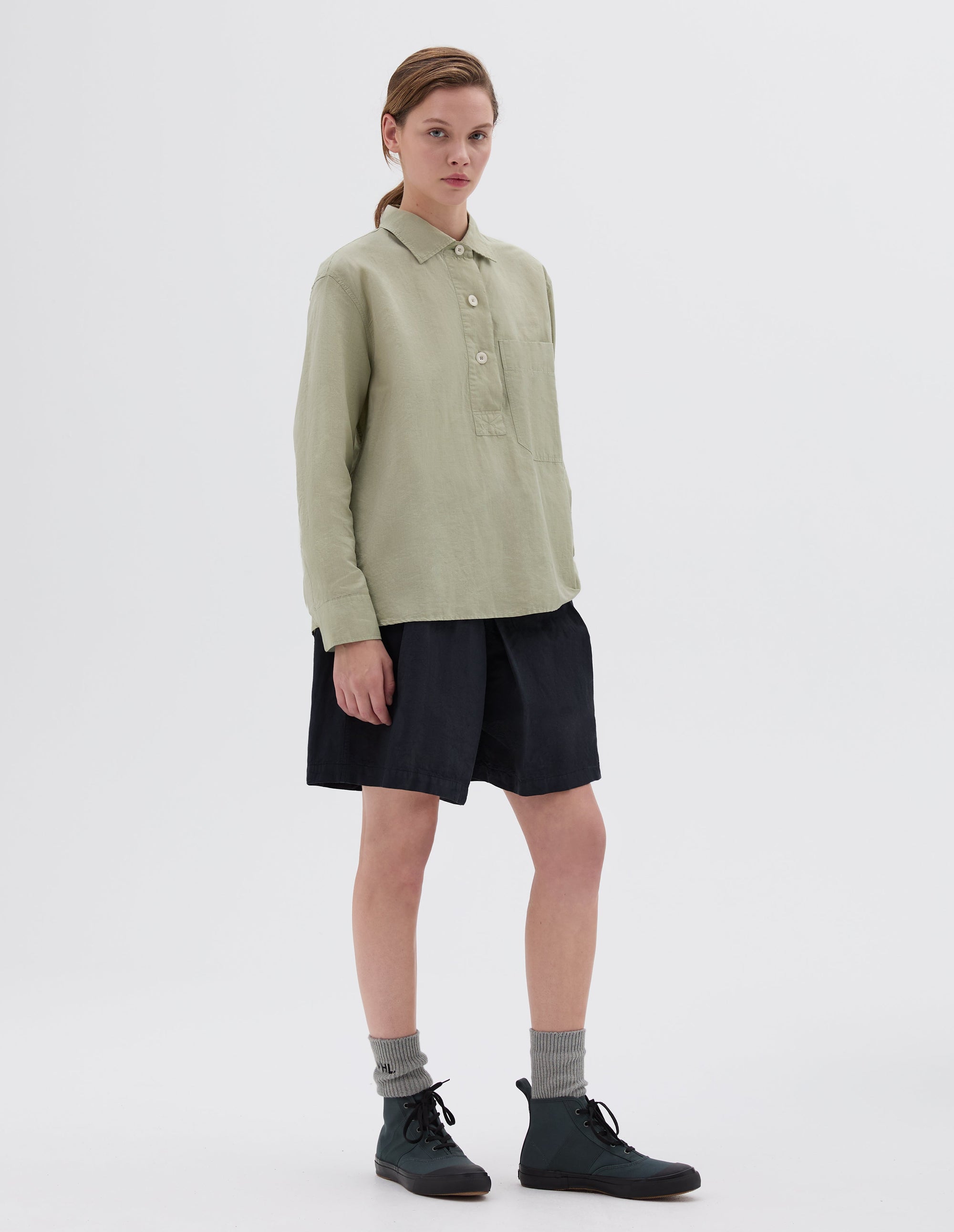 Chemise évasée à grande poche - Green