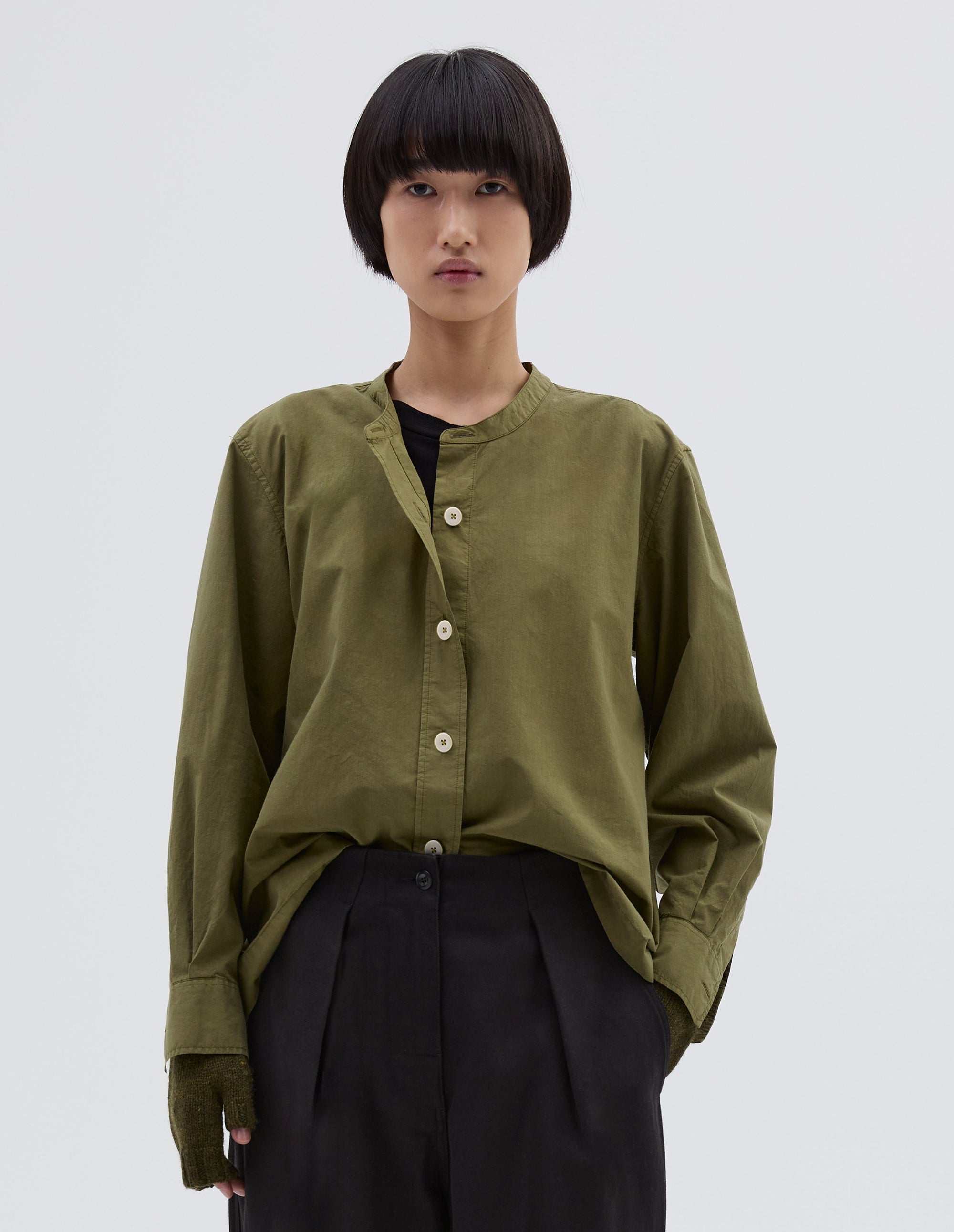 Chemise sans col boutonnée - Green