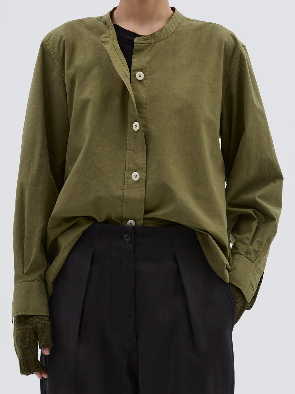 Chemise sans col boutonnée - Green