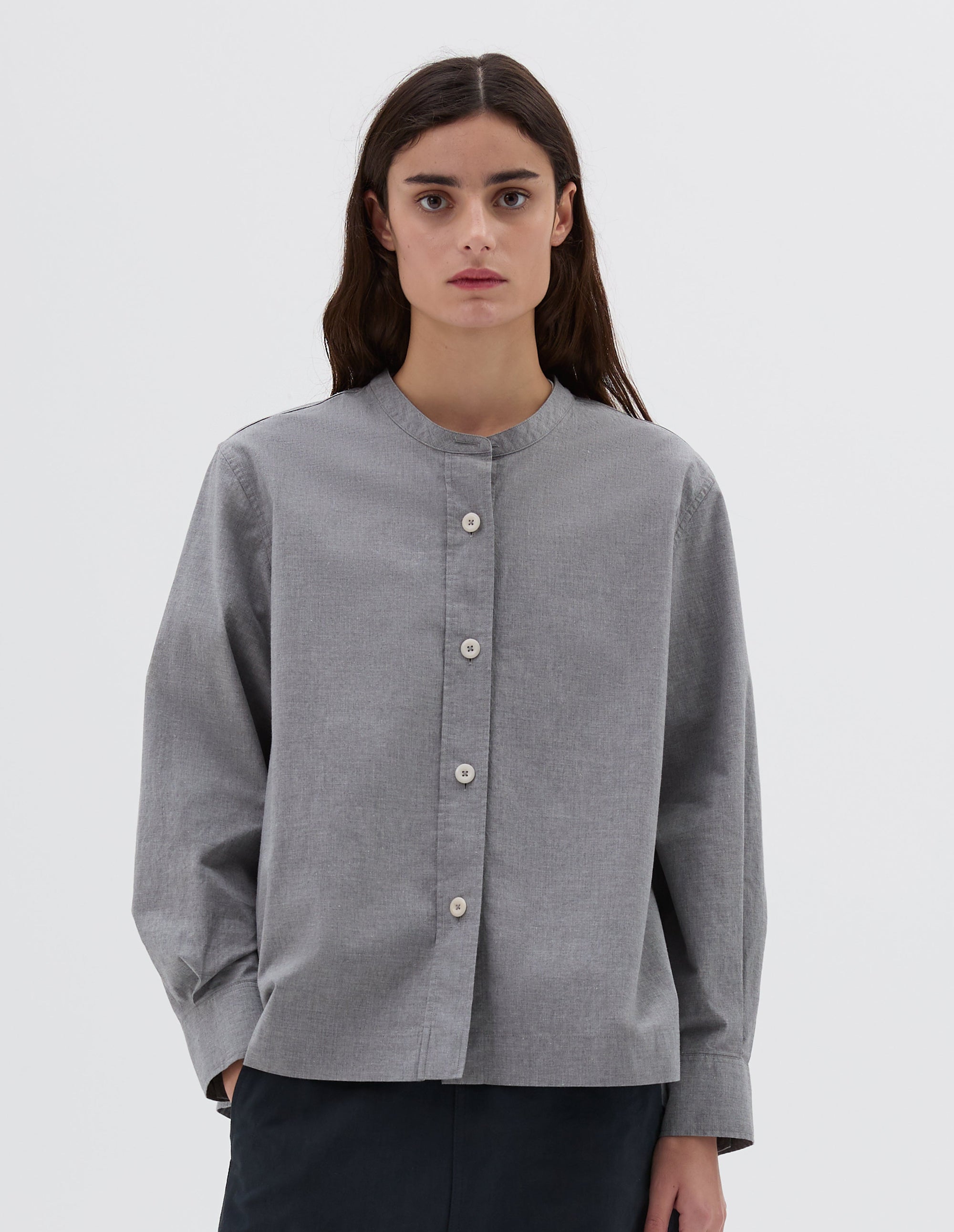 Chemise sans col boutonnée - Gray