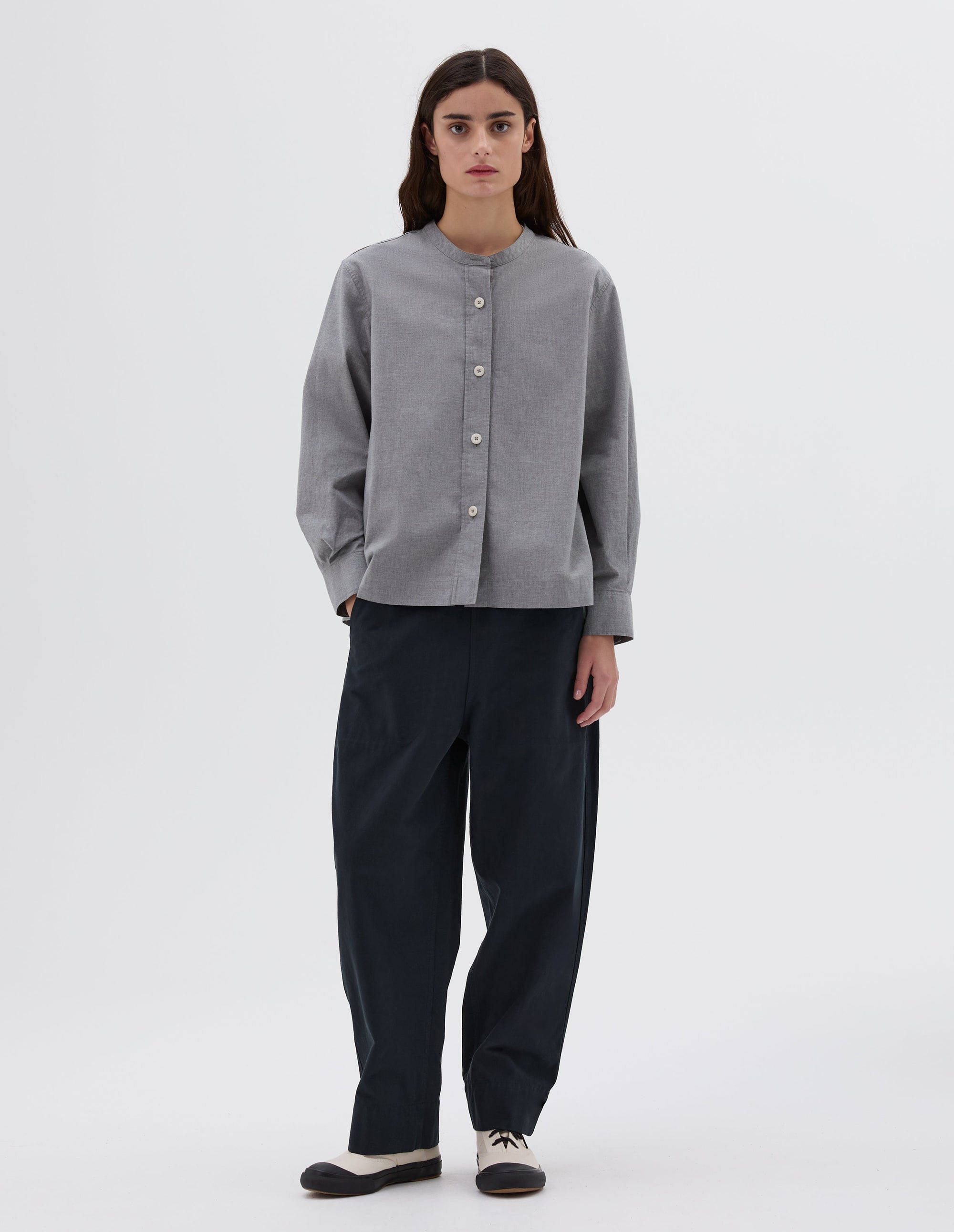 Chemise sans col boutonnée - Gray