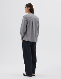 Chemise sans col boutonnée - Gray