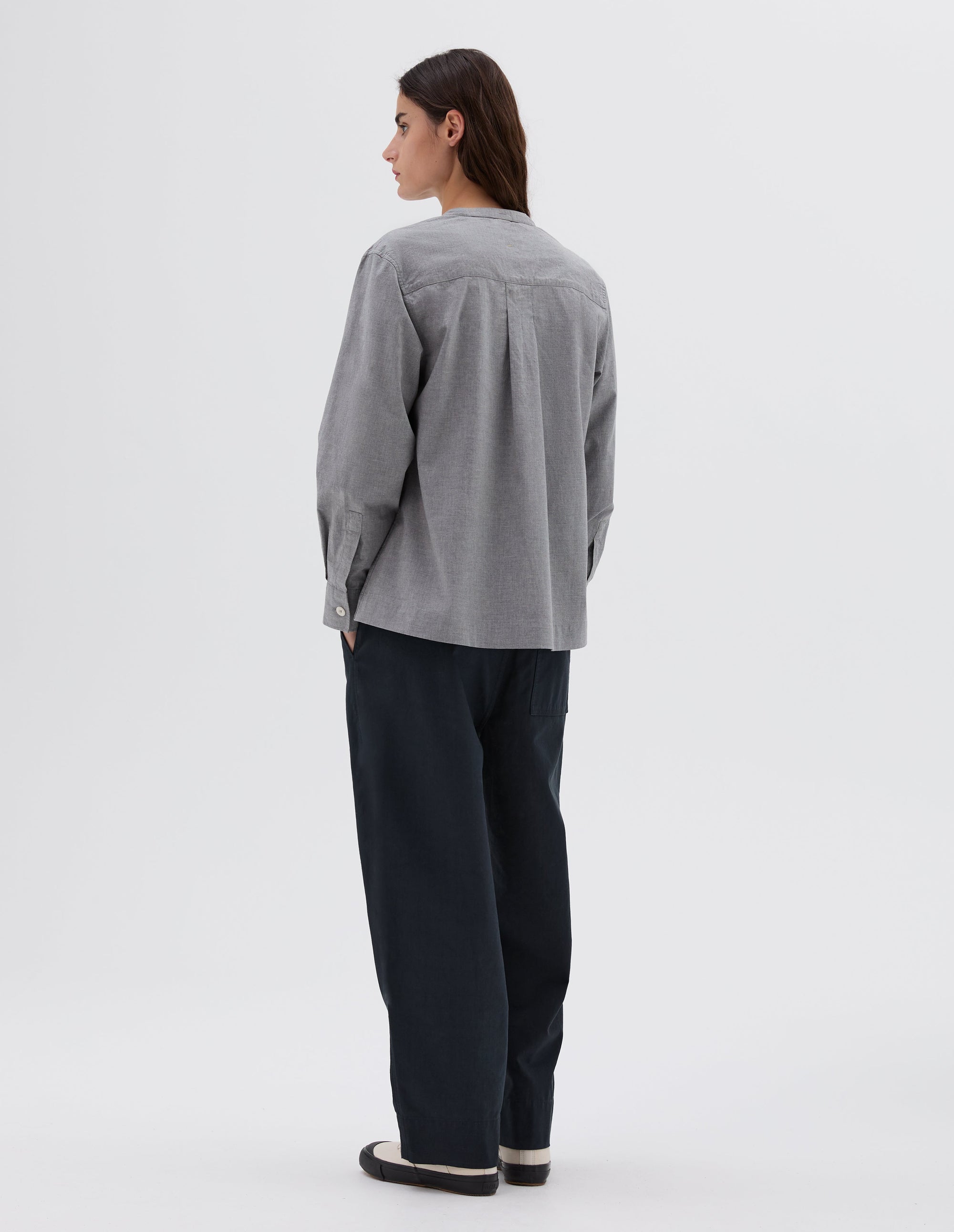 Chemise sans col boutonnée - Gray