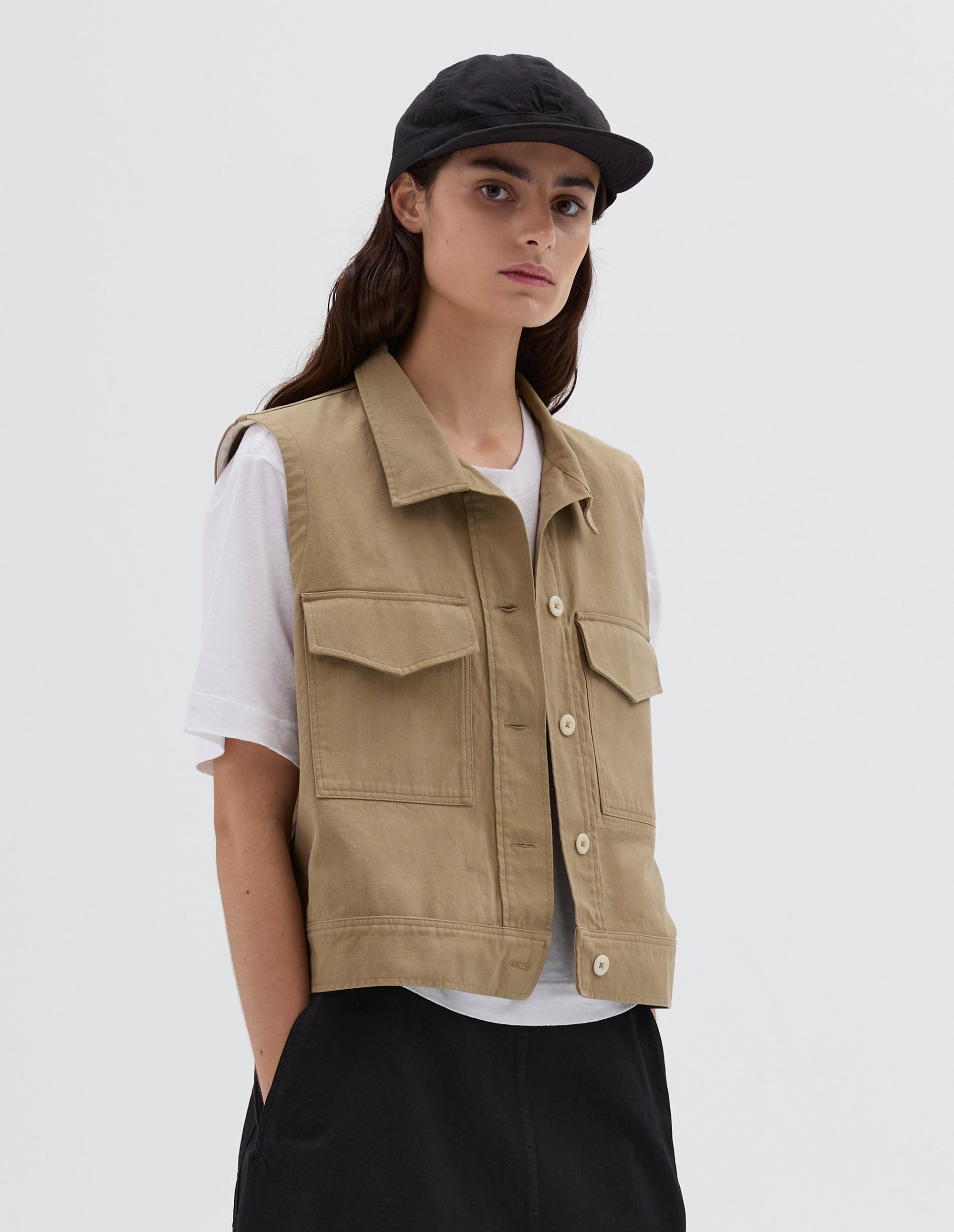 Chemise de travail sans manches - Beige