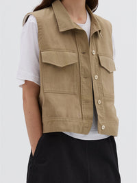 Chemise de travail sans manches - Beige