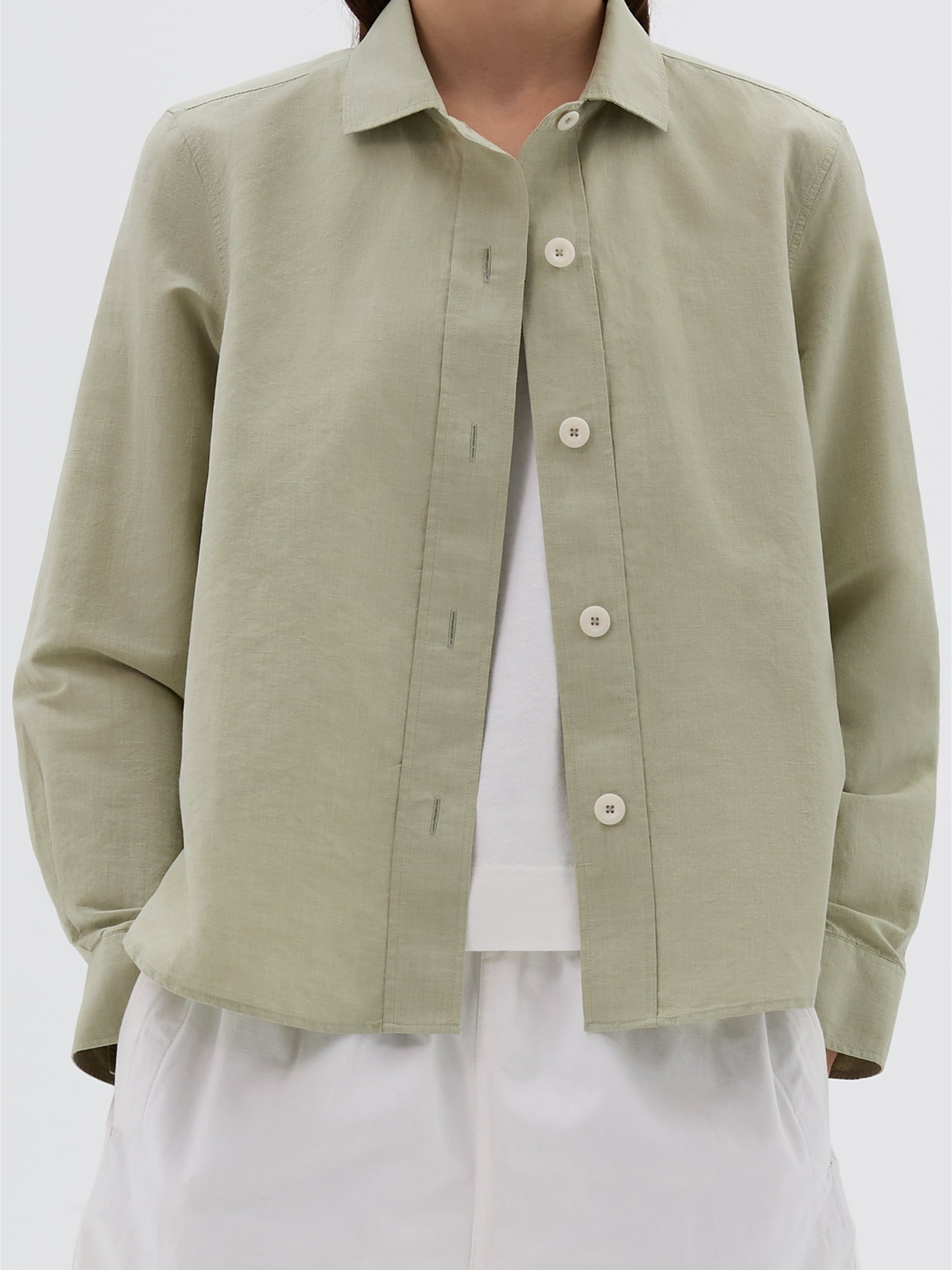Chemise simple en lin mélangé - Green