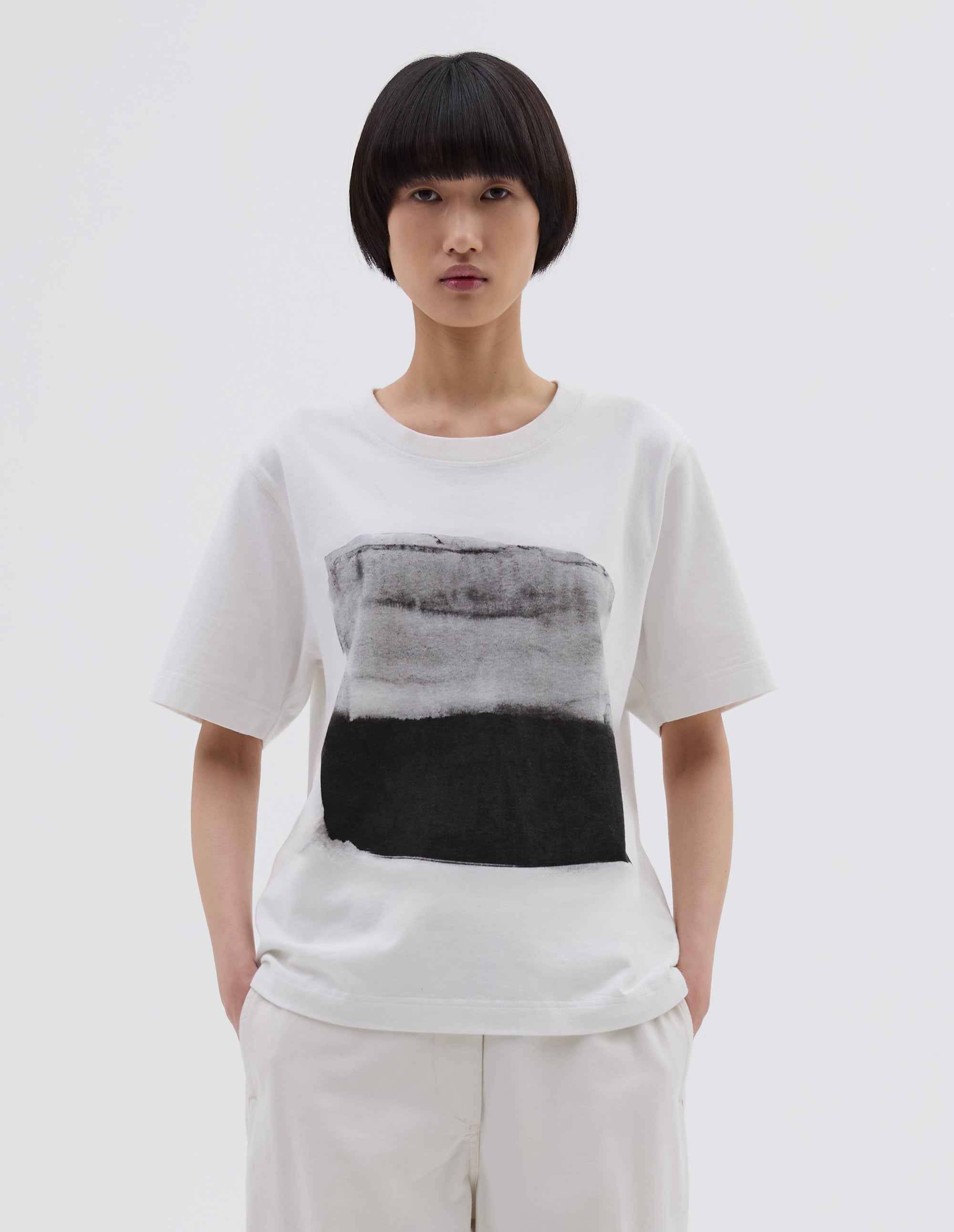 T-shirt à rayures abstraites - Off White