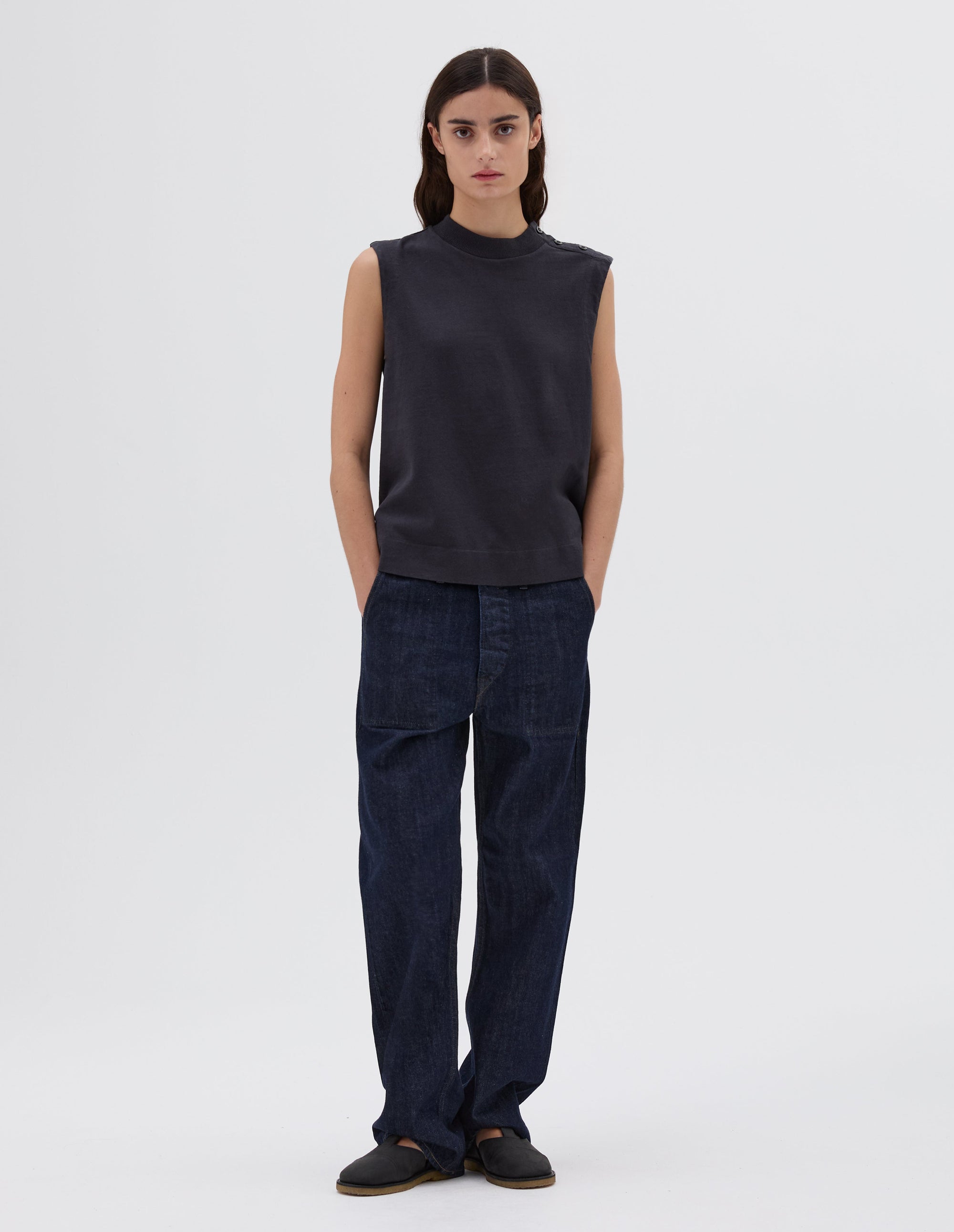 Débardeur à épaules boutonnées - Navy