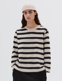Marinière col rond - Striped & Beige & Black