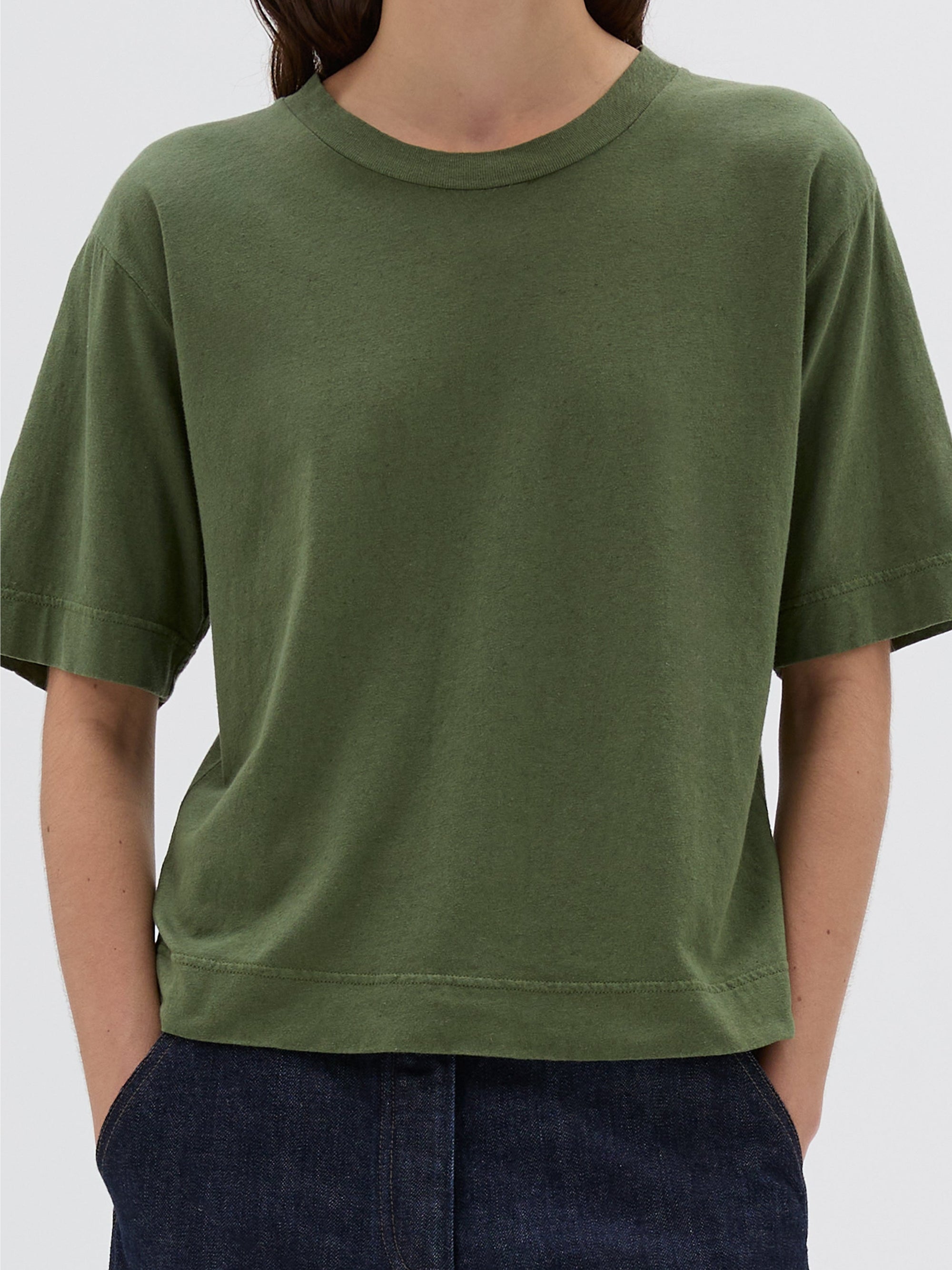 T-shirt ample en lin mélangé - Green