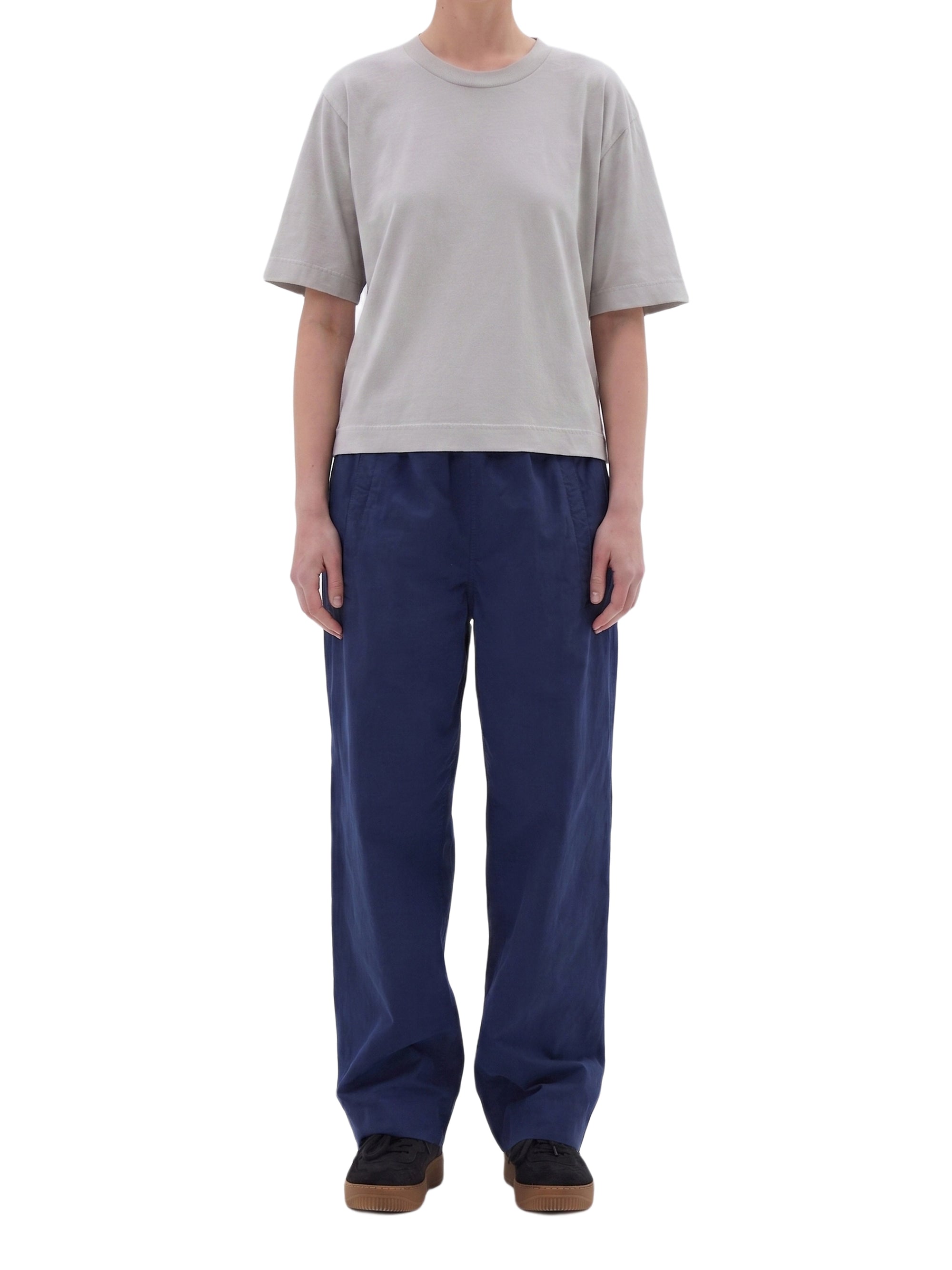 T-shirt ample en lin mélangé - Grey & White & Blue