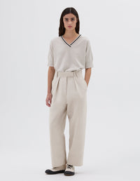 Pantalon court plissé - Beige & Gray