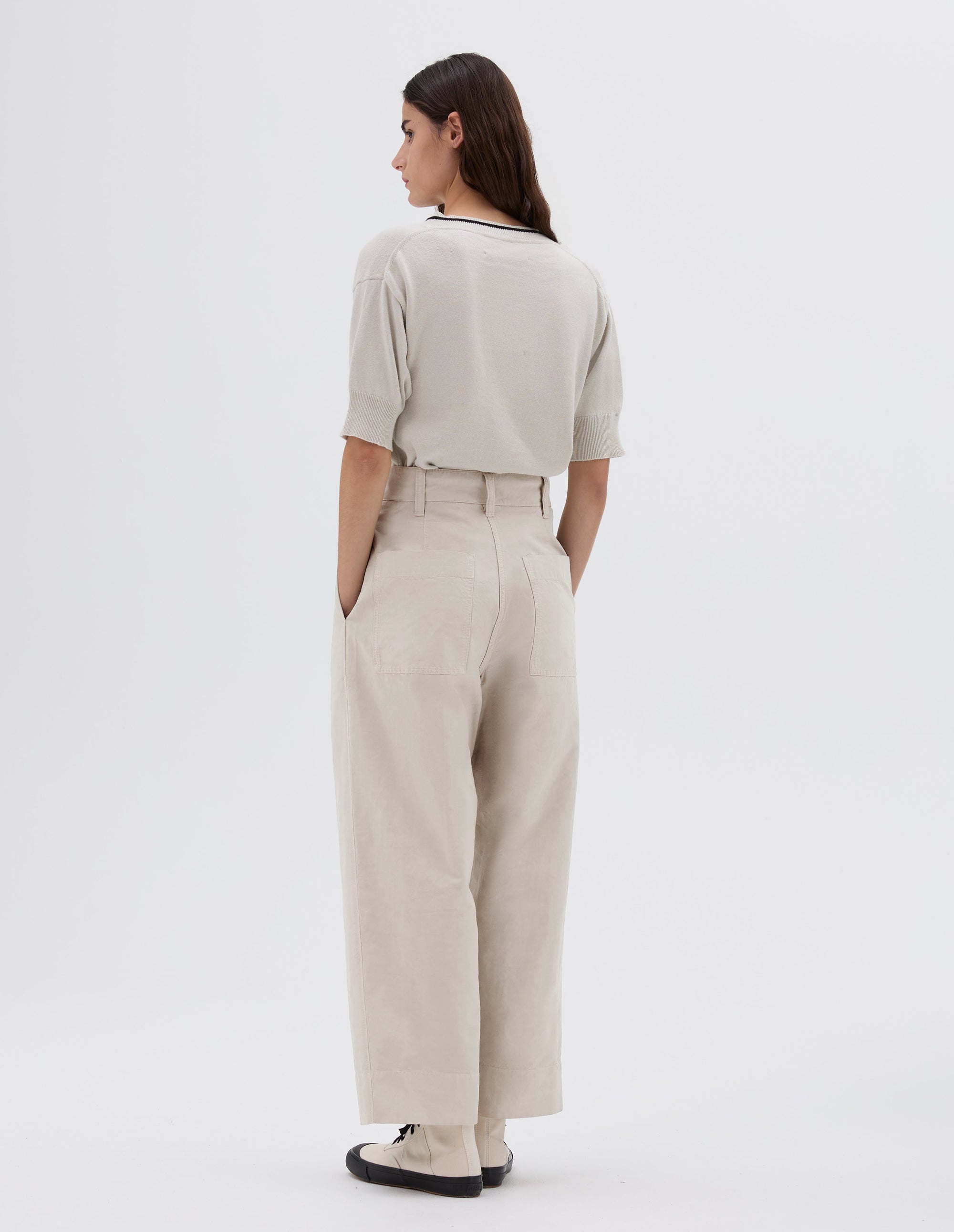 Pantalon court plissé - Beige & Gray