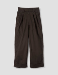 Pantalon plissé à revers - Brown