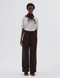 Pantalon plissé à revers - Brown