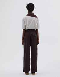 Pantalon plissé à revers - Brown