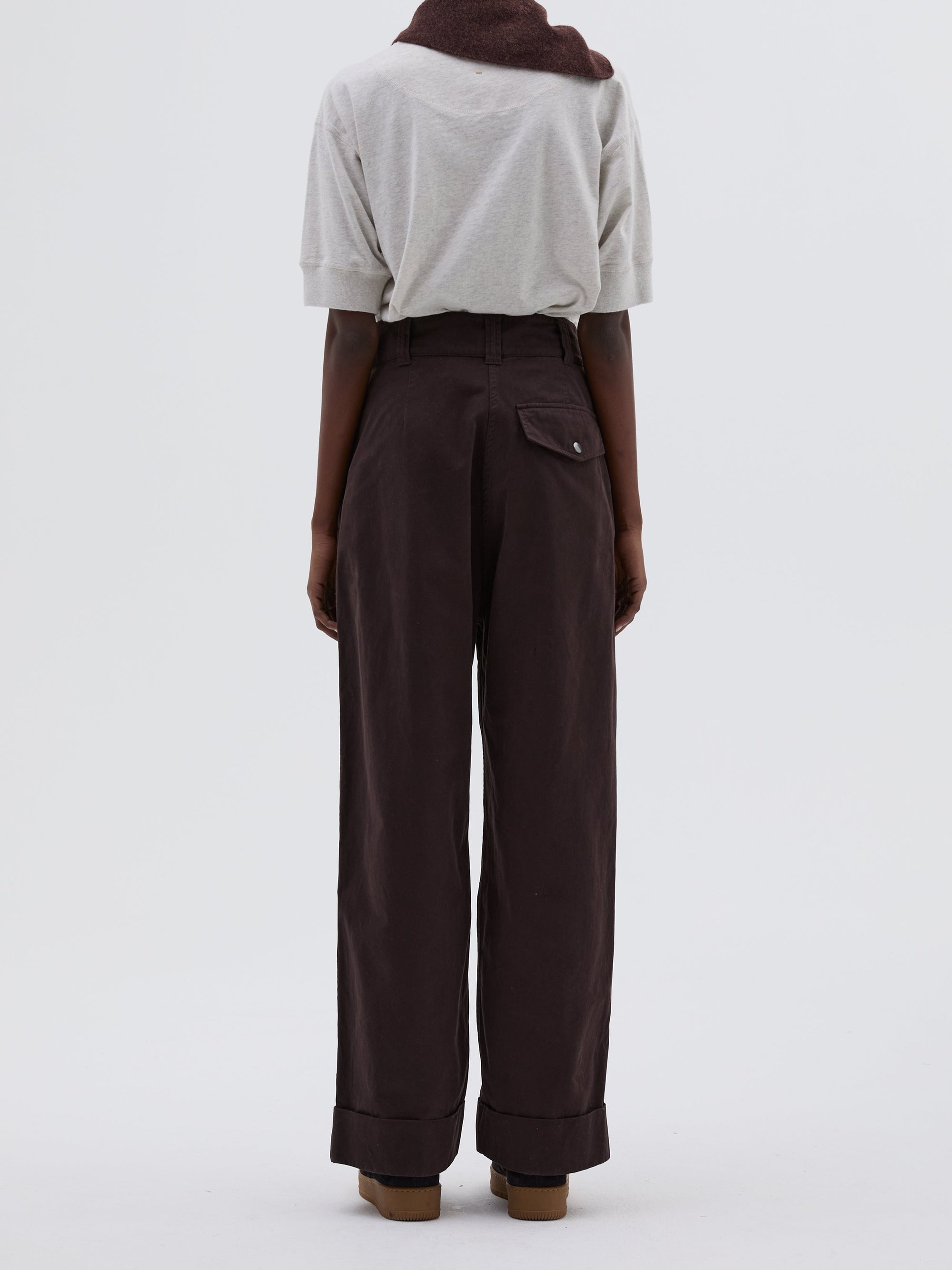 Pantalon plissé à revers - Brown