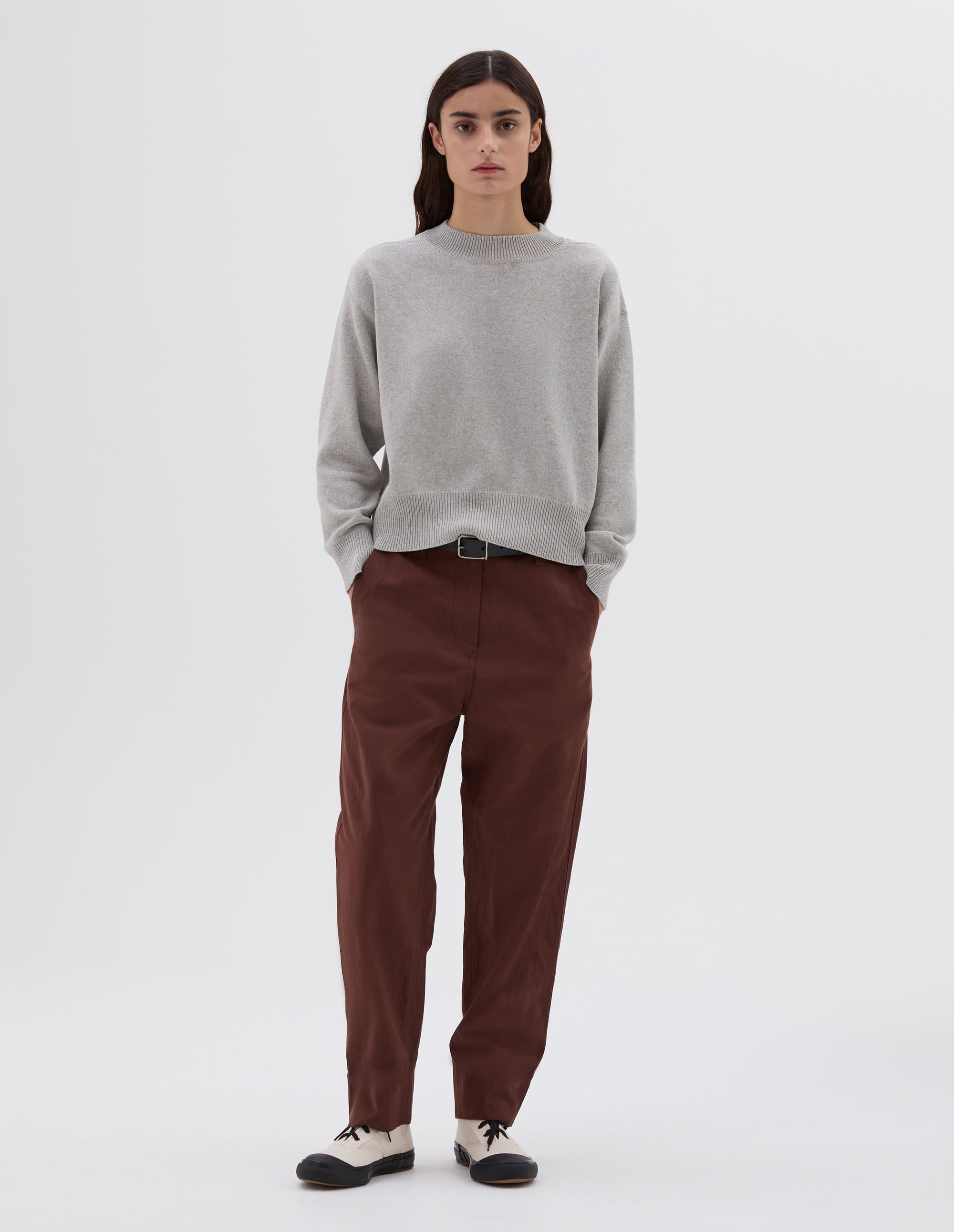 Pantalon fuselé à devant plat - Brown