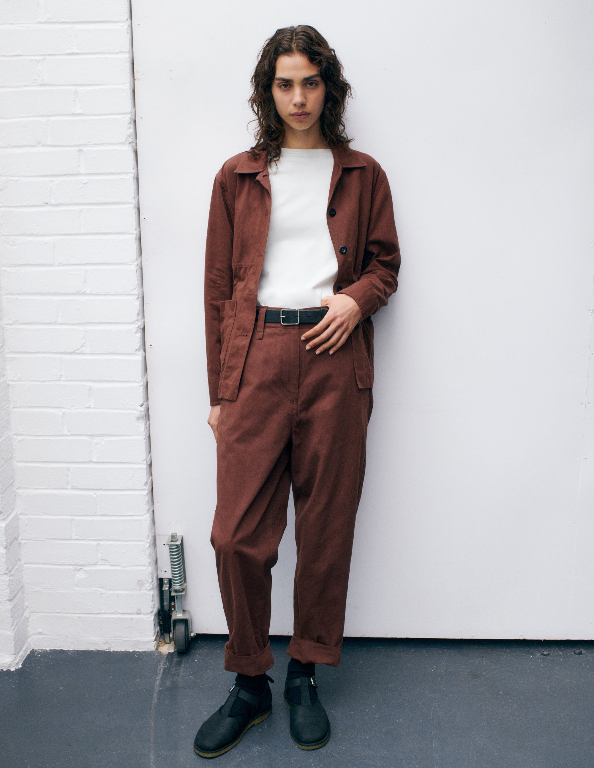 Pantalon fuselé à devant plat - Brown