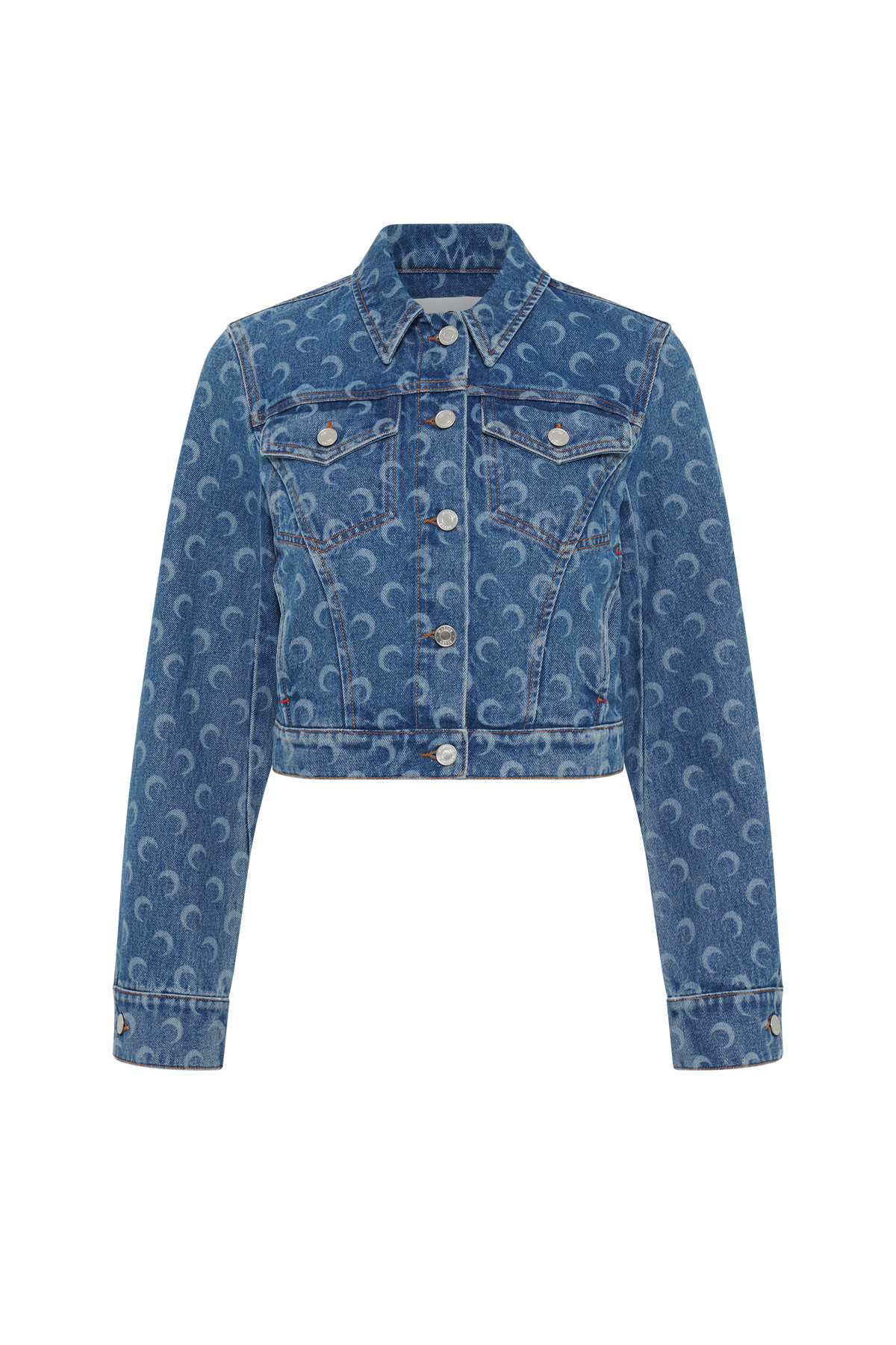 Moon Laser Denim Cropped Jacket - Bleu