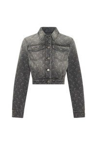 Moon Laser Grey Wash Denim Cropped Jacke - Gris