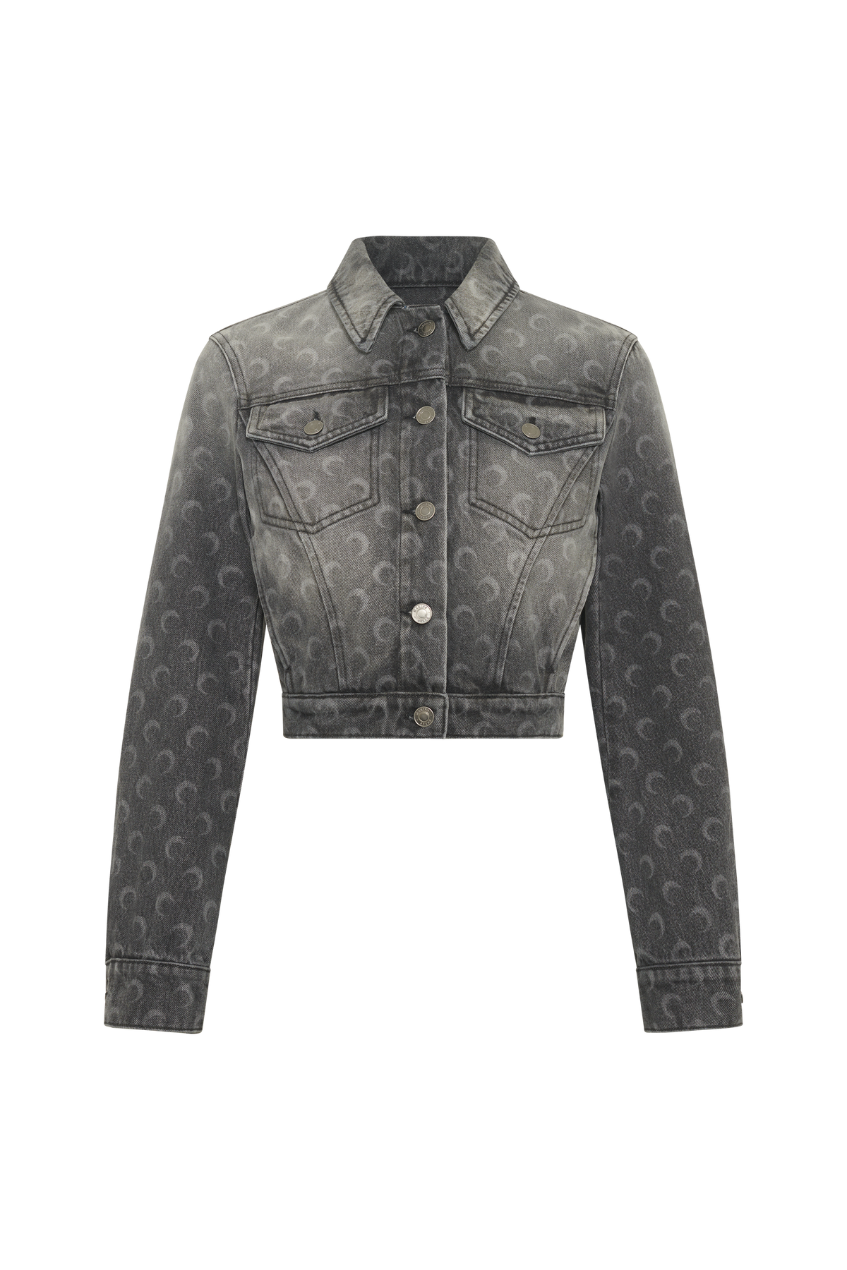 Moon Laser Grey Wash Denim Cropped Jacke - Gris