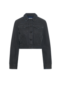 Moon Waxed Denim Cropped Jacket - Noir