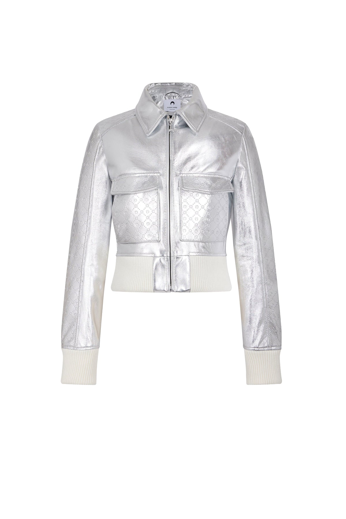 Blouson à coupe boxy en cuir laminé - Silver