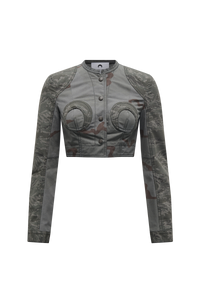 Regenerated Camo Cropped Jacket - Gris