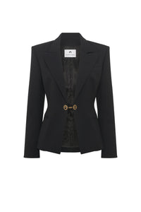 Blazer à épaulettes en laine - Noir