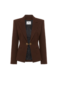 Virgin Wool Stretch Twill Blazer - Marron