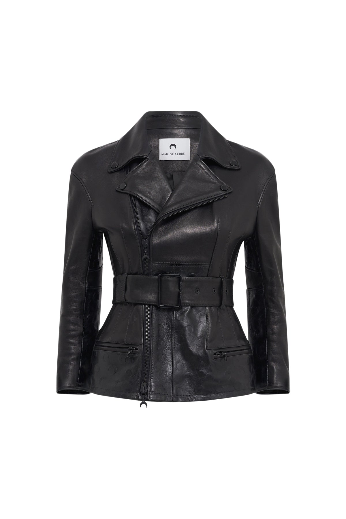 Veste perfecto Glossy Moon en cuir - Noir